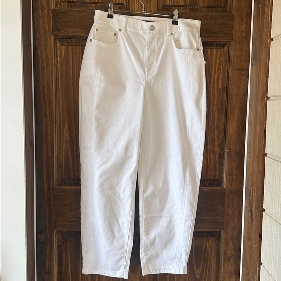 Talbots Denim - Talbots white relaxed barrel Jean ankle length high waist 10 NWT